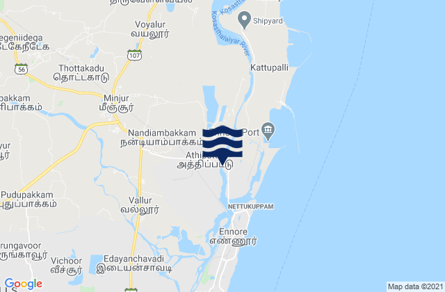 Mīnjūr, Indiaの潮見表地図