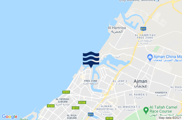 Mīnā’ ‘Ajmān, United Arab Emiratesの潮見表地図