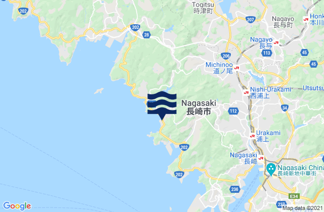 Nagasaki-shi, Japanの潮見表地図