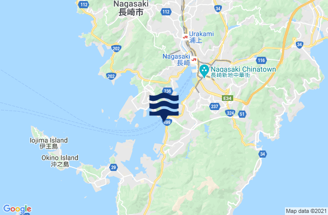 Nagasaki Megami, Japanの潮見表地図