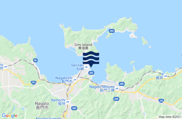 Nagato, Japanの潮見表地図