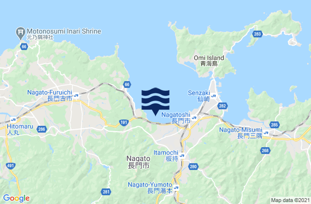 Nagato Shi, Japanの潮見表地図
