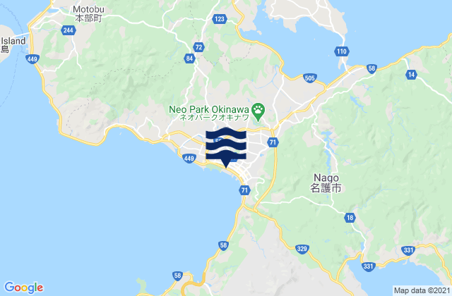 Nago, Japanの潮見表地図