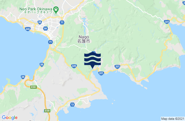 Nago Shi, Japanの潮見表地図