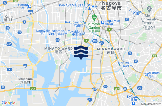 Nagoya Ko Iseno Umi, Japanの潮見表地図