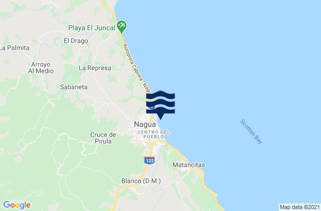 Nagua, Dominican Republicの潮見表地図