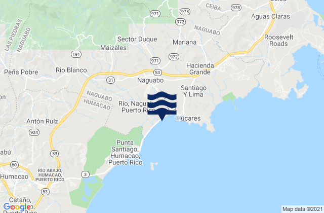 Naguabo Municipio, Puerto Ricoの潮見表地図