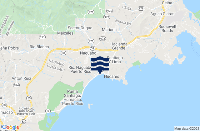 Naguabo, Puerto Ricoの潮見表地図