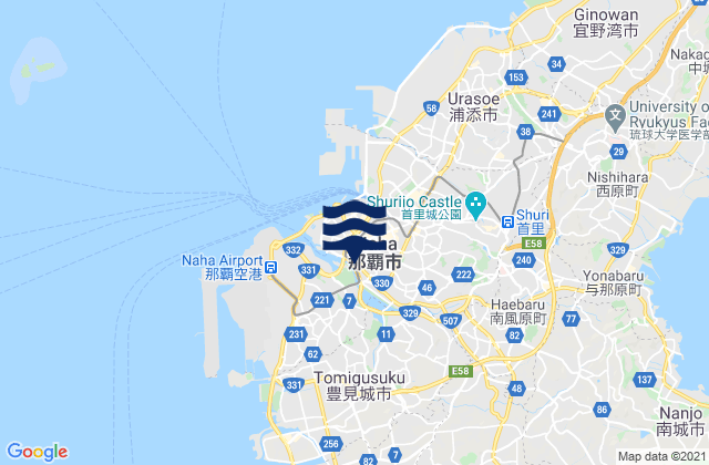 Naha Shi, Japanの潮見表地図