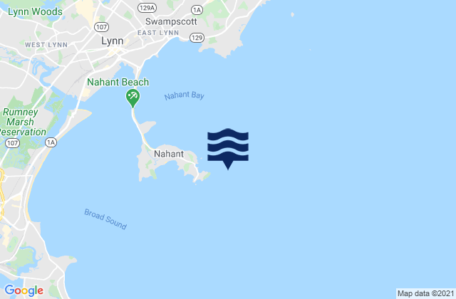Nahant 0.4 n.mi. east of East Point, United Statesの潮見表地図