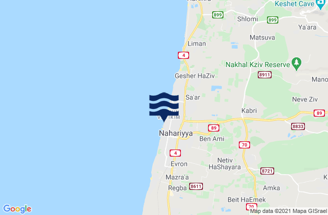 Nahariyya, Israelの潮見表地図