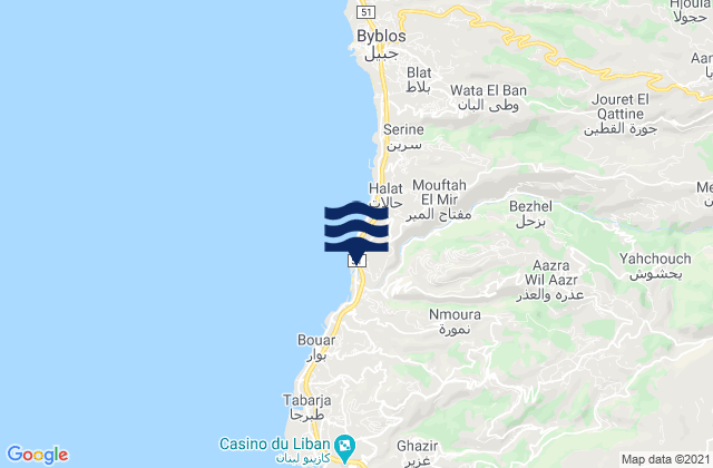 Nahr Brahim, Lebanonの潮見表地図