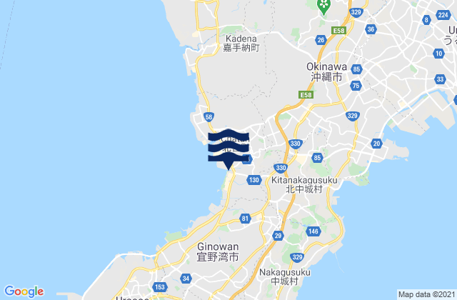 Nakagami-gun, Japanの潮見表地図