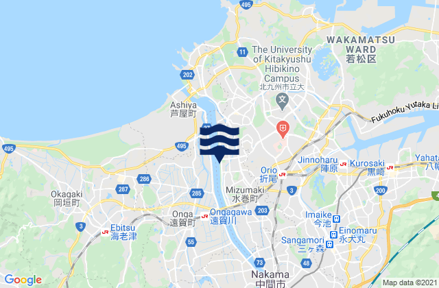 Nakama, Japanの潮見表地図