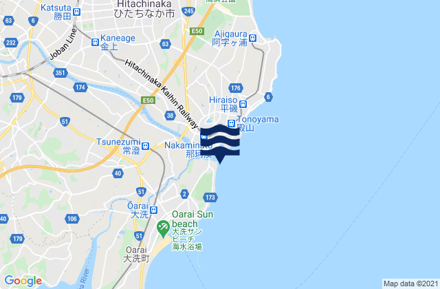 Nakaminato, Japanの潮見表地図