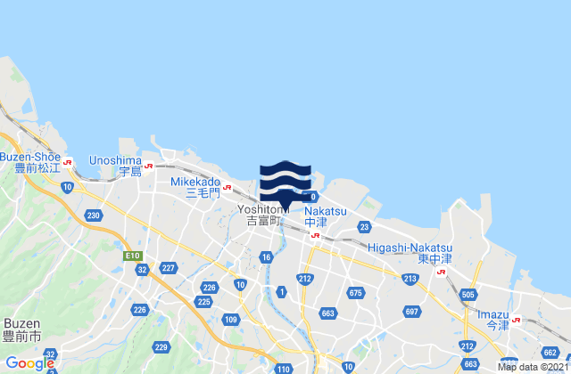 Nakatsu Shi, Japanの潮見表地図
