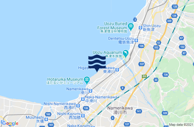 Namerikawa-shi, Japanの潮見表地図
