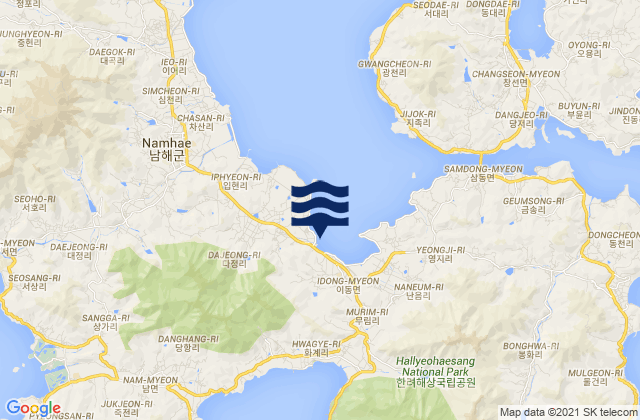 Namhae-gun, South Koreaの潮見表地図