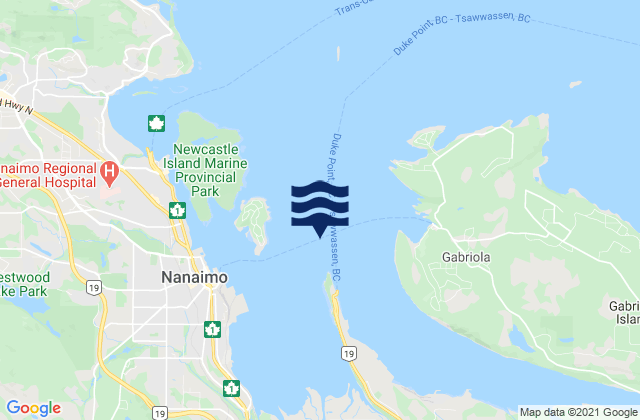 Nanaimo Harbour, Canadaの潮見表地図