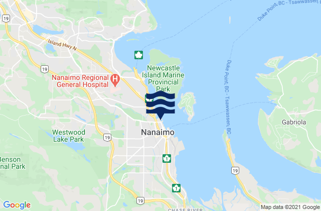 Nanaimo, Canadaの潮見表地図