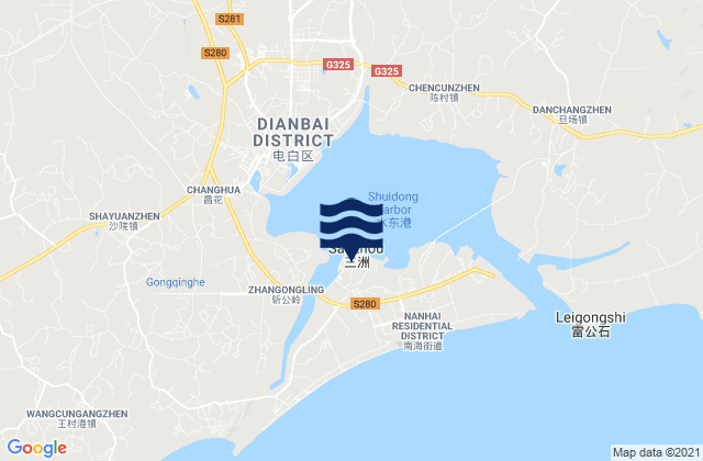 Nanhai, Chinaの潮見表地図