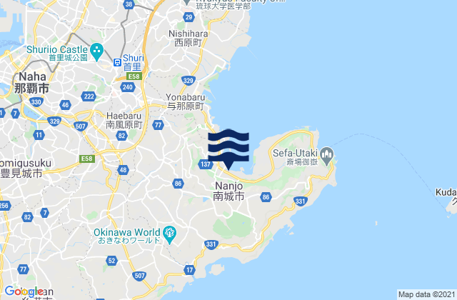 Nanjō Shi, Japanの潮見表地図