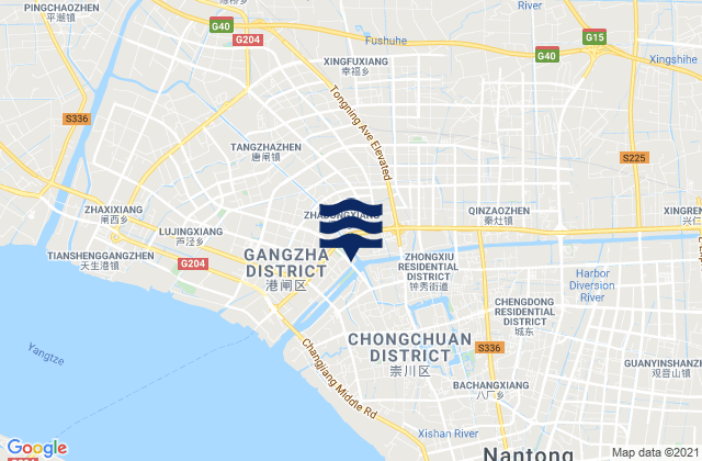 Nantong, Chinaの潮見表地図