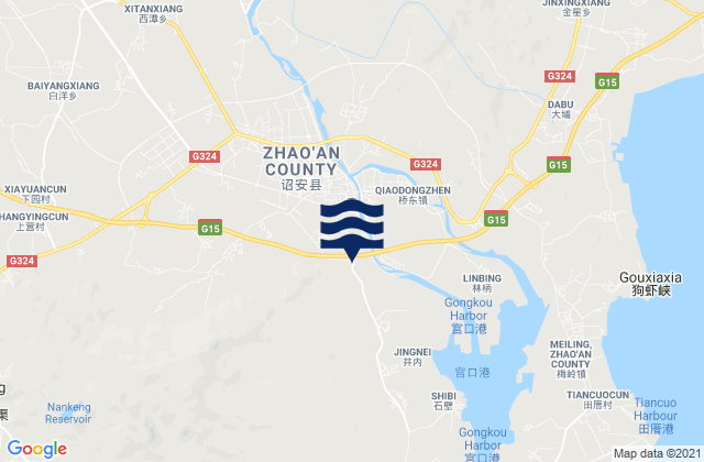 Nanzhao, Chinaの潮見表地図