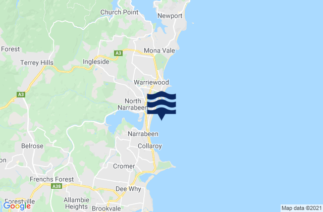 Narrabeen, Australiaの潮見表地図
