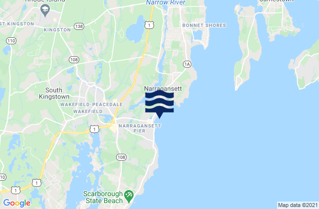 Narragansett Beach, United Statesの潮見表地図