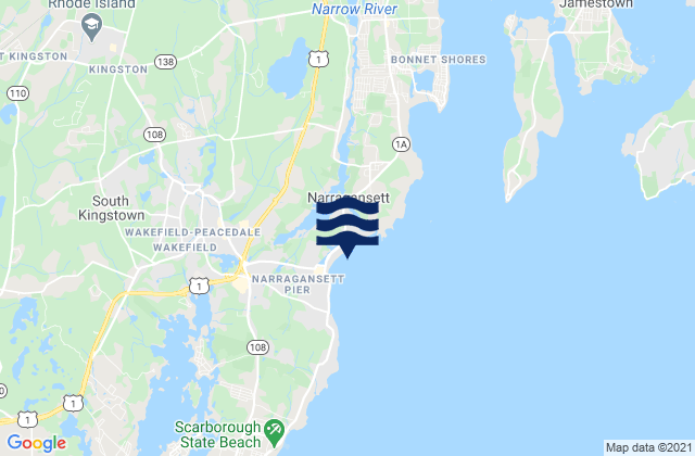 Narragansett Town Beach, United Statesの潮見表地図