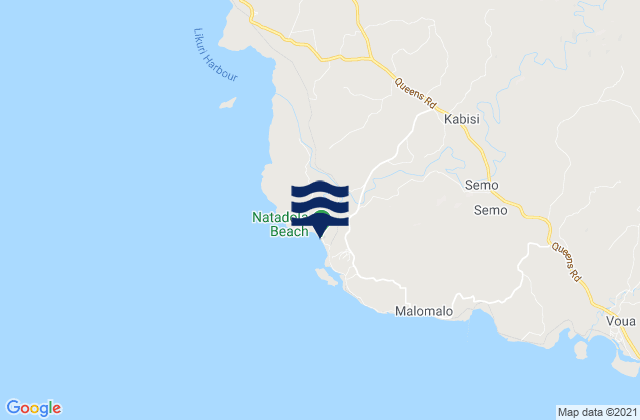 Natadola Beach, Fijiの潮見表地図