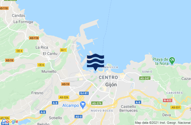 Natahoyo, Spainの潮見表地図