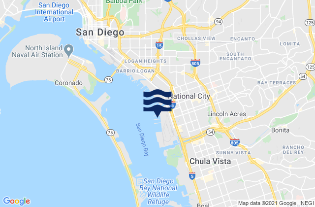 National City (San Diego Bay), United Statesの潮見表地図