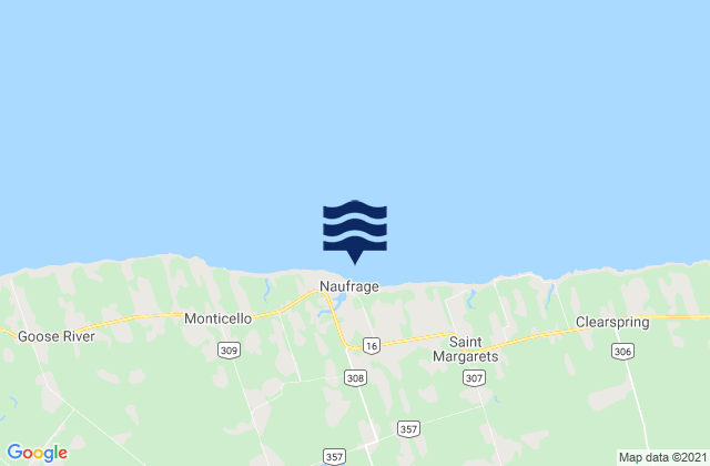 Naufrage, Canadaの潮見表地図