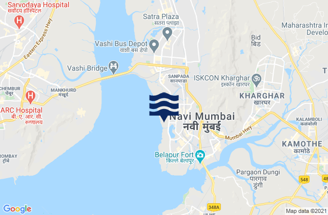 Navi Mumbai, Indiaの潮見表地図