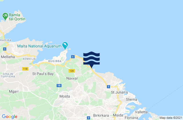 Naxxar, Maltaの潮見表地図