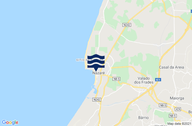 Nazaré, Portugalの潮見表地図