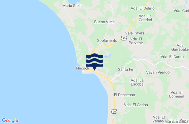 Necoclí, Colombiaの潮見表地図
