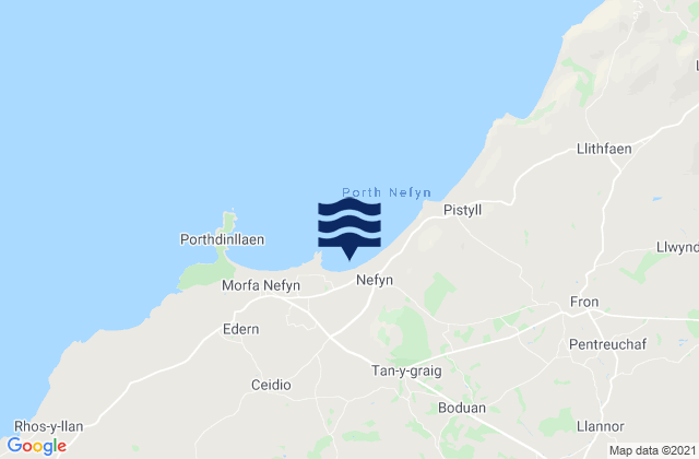 Nefyn Beach, United Kingdomの潮見表地図