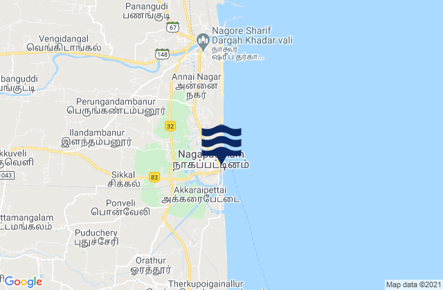 Negapatam, Indiaの潮見表地図