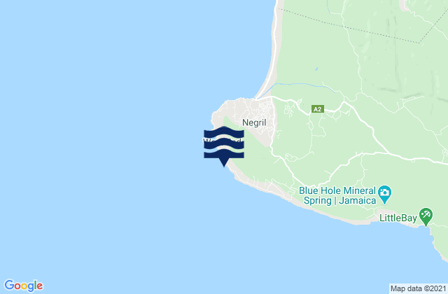 Negril Lighthouse, Jamaicaの潮見表地図