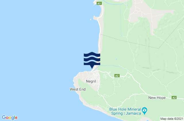 Negril, Jamaicaの潮見表地図
