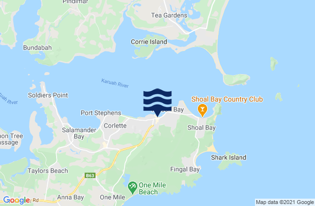 Nelson Bay, Australiaの潮見表地図
