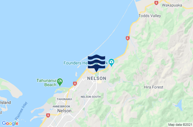 Nelson, New Zealandの潮見表地図