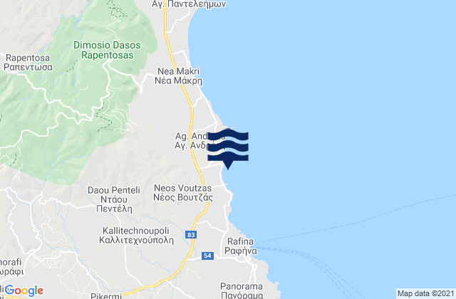 Neos Voutzás, Greeceの潮見表地図