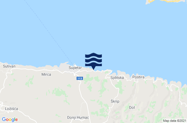 Nerežišće, Croatiaの潮見表地図
