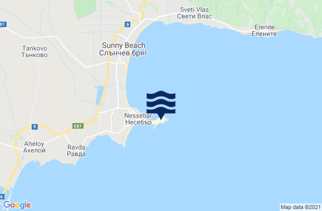 Nesebar, Bulgariaの潮見表地図