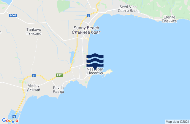 Nesebur, Bulgariaの潮見表地図