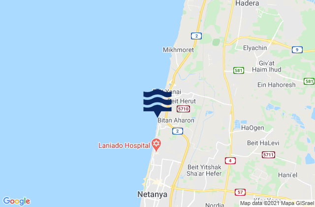 Neurim beach, Palestinian Territoryの潮見表地図